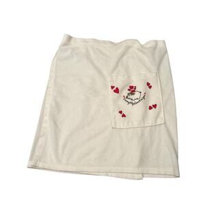 Vintage Jockey White Bath Towel Kilt Wrap Terry Cloth Cute Pig / One size -